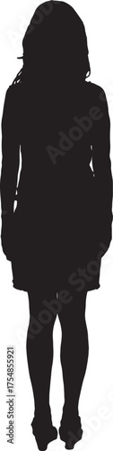 vector, silhouette of back view of a woman standing