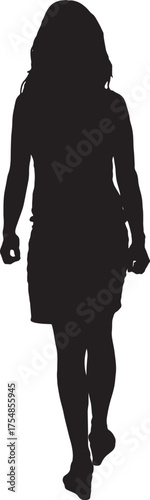 vector, silhouette of back view of a woman walking