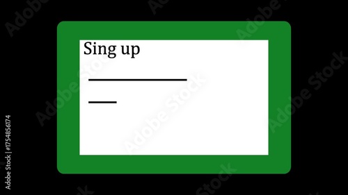 Green Rounded Rectangle Frame with White Inner Area and Grey ' S rounded corners. Modern UI element featuring green rounded frame, white inner area, grey 'S', and smooth corners.