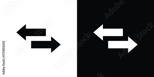 Transfer arrows icon. Black and white simple flat design icon