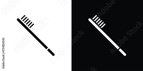 Toothbrush icon. Black and white simple flat design icon