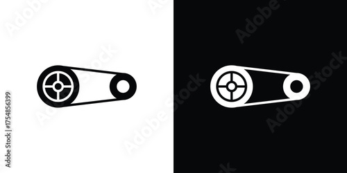 Timing belt icon. Black and white simple flat design icon