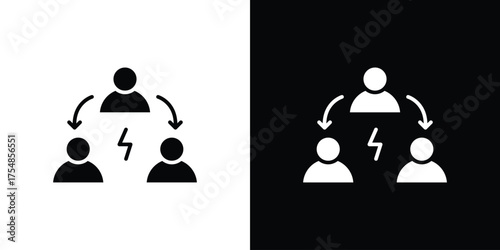 Third party icon. Black and white simple flat design icon