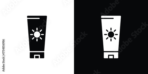 Sunscreen icon. Black and white simple flat design icon
