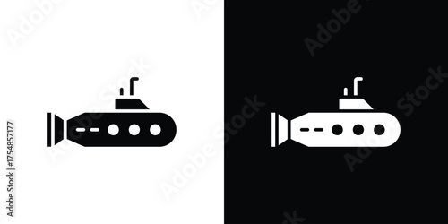 Submarine icon. Black and white simple flat design icon