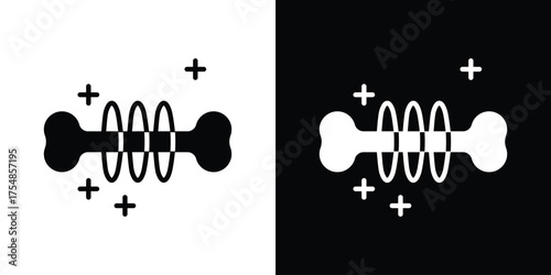 Strong healthy bones icon. Black and white simple flat design icon