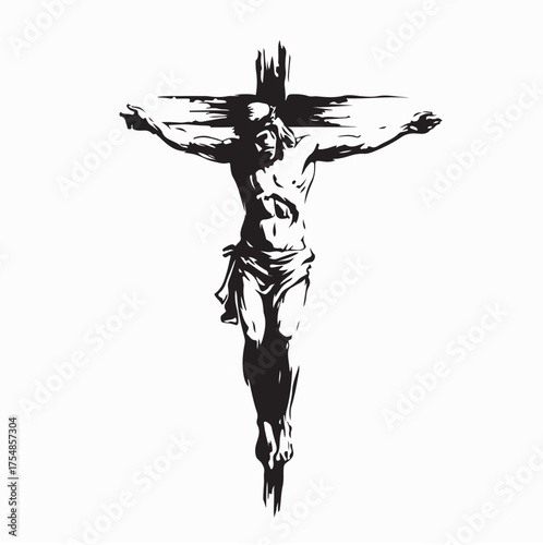 Silhouette of Crucifixion of Jesus Christ vector isolated on white background