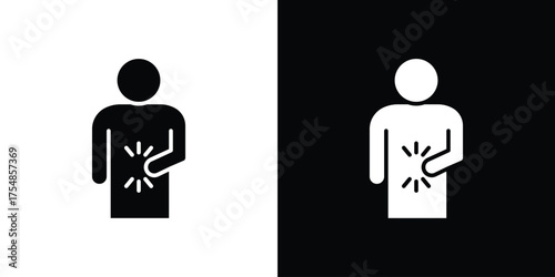 Stomachache icon. Black and white simple flat design icon