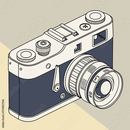 Camera illustration with detailed design and minimalist style  