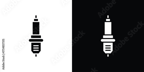 Spark plug icon. Black and white simple flat design icon