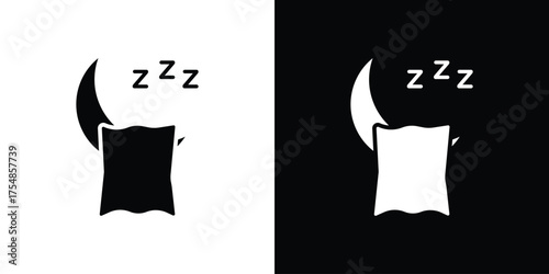 Sleep icon. Black and white simple flat design icon