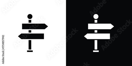 Signpost icon. Black and white simple flat design icon