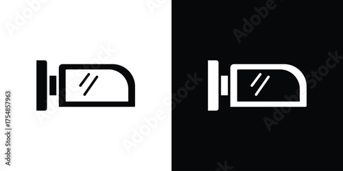 Side mirror icon. Black and white simple flat design icon