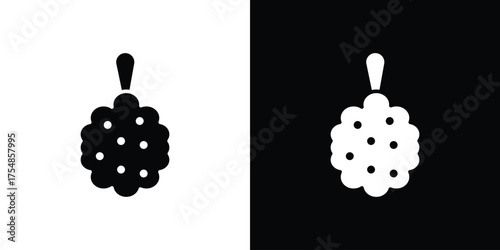 Shower sponge ball icon. Black and white simple flat design icon
