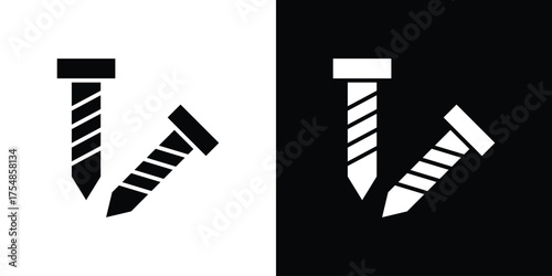 Screws icon. Black and white simple flat design icon