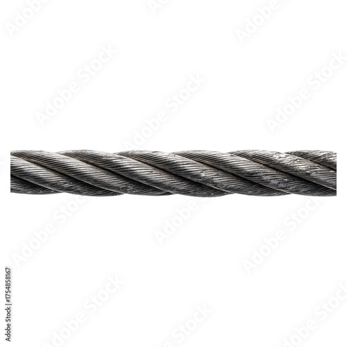 Strong steel wire rope or metal cable detailed close-up texture surface industrial material