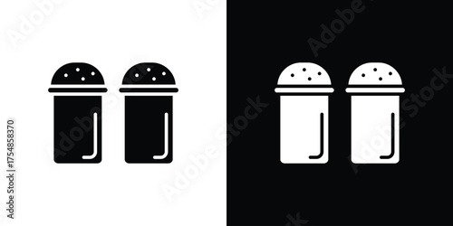 Salt and pepper shakers icon. Black and white simple flat design icon