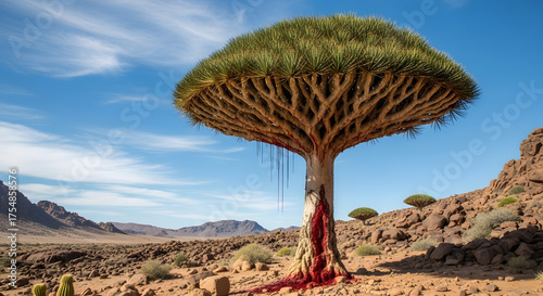 Iconic dragon's blood tree soqotra island yemen dramatic unique landscape