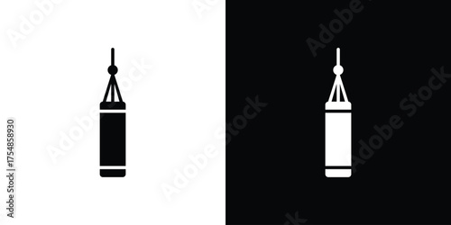 Punching bag icon. Black and white simple flat design icon