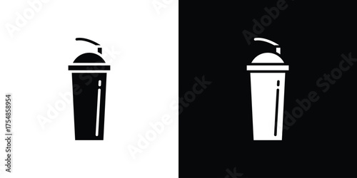 Protein shake icon. Black and white simple flat design icon