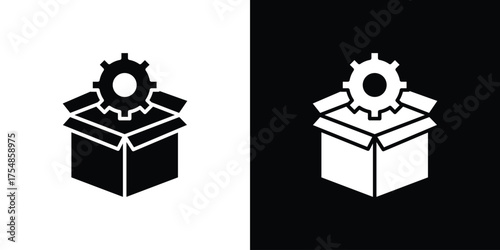Product management icon. Black and white simple flat design icon