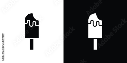 Popsicle icon. Black and white simple flat design icon