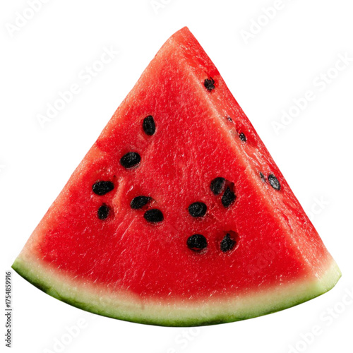 Juicy red watermelon slice with black seeds a refreshing summer fruit