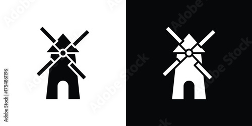 Mill icon. Black and white simple flat design icon