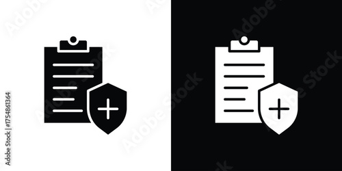 Medical insurance icon. Black and white simple flat design icon
