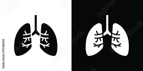 Lung icon. Black and white simple flat design icon