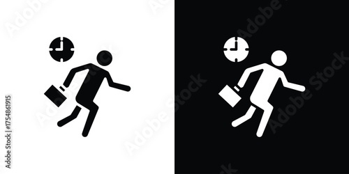 Late icon. Black and white simple flat design icon