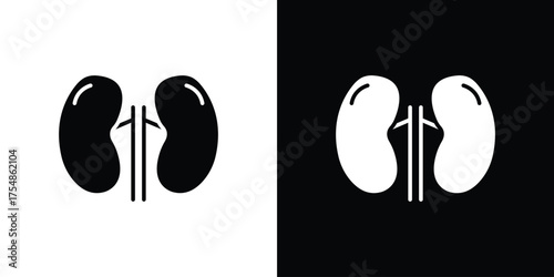 Kidney icon. Black and white simple flat design icon