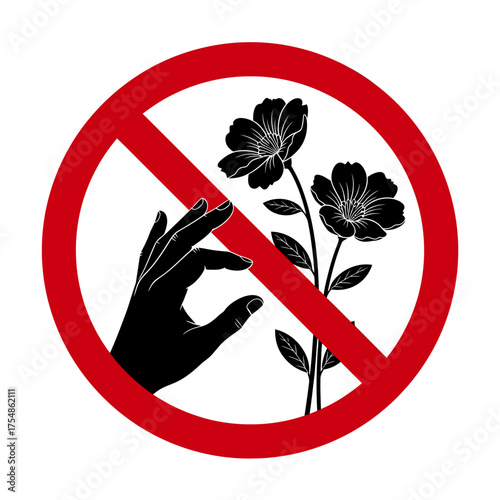 No picking flowers prohibition sign icon symbol illustration vector graphic vector