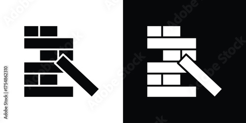 Jenga icon. Black and white simple flat design icon