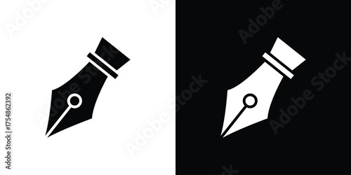 Ink pen icon. Black and white simple flat design icon