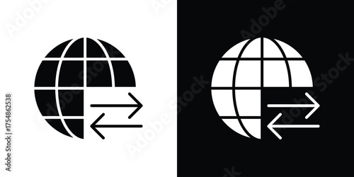 Import and export icon. Black and white simple flat design icon