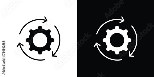 Implementation icon. Black and white simple flat design icon