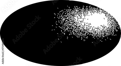 Abstract black and white galaxy explosion design with scattered particles swirling in a cosmic void, originally a scalable vector graphic