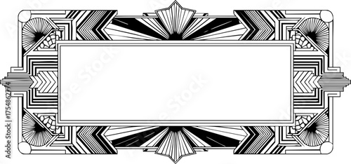 Foto Elegant Art Deco frame with geometric patterns and radiating lines adds sophisti