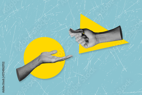 Modern art collage on the topic of financial support and lending. Financial support for business	
