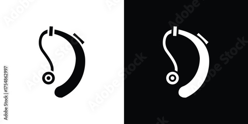 Hearing aid icon. Black and white simple flat design icon