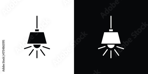 Hanging light icon. Black and white simple flat design icon