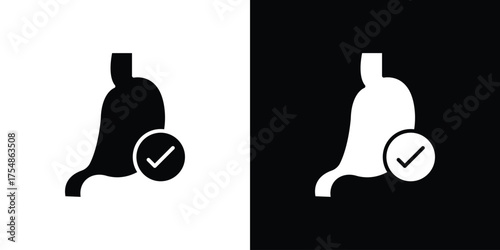 Good digestion icon. Black and white simple flat design icon