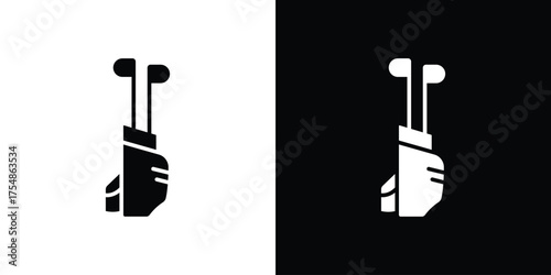 Golf bag icon. Black and white simple flat design icon
