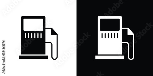 Gas station icon. Black and white simple flat design icon