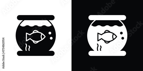 Fish bowl icon. Black and white simple flat design icon