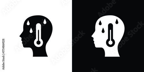 Fever icon. Black and white simple flat design icon