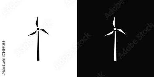 Eolic energy icon. Black and white simple flat design icon