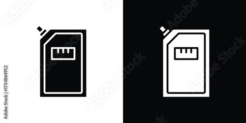 Doy. Black and white simple flat design icon pouch icon. Black and white simple flat design icon