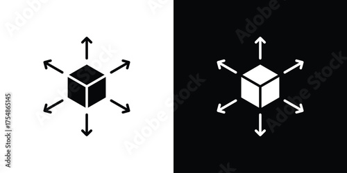 Distribution channel icon. Black and white simple flat design icon